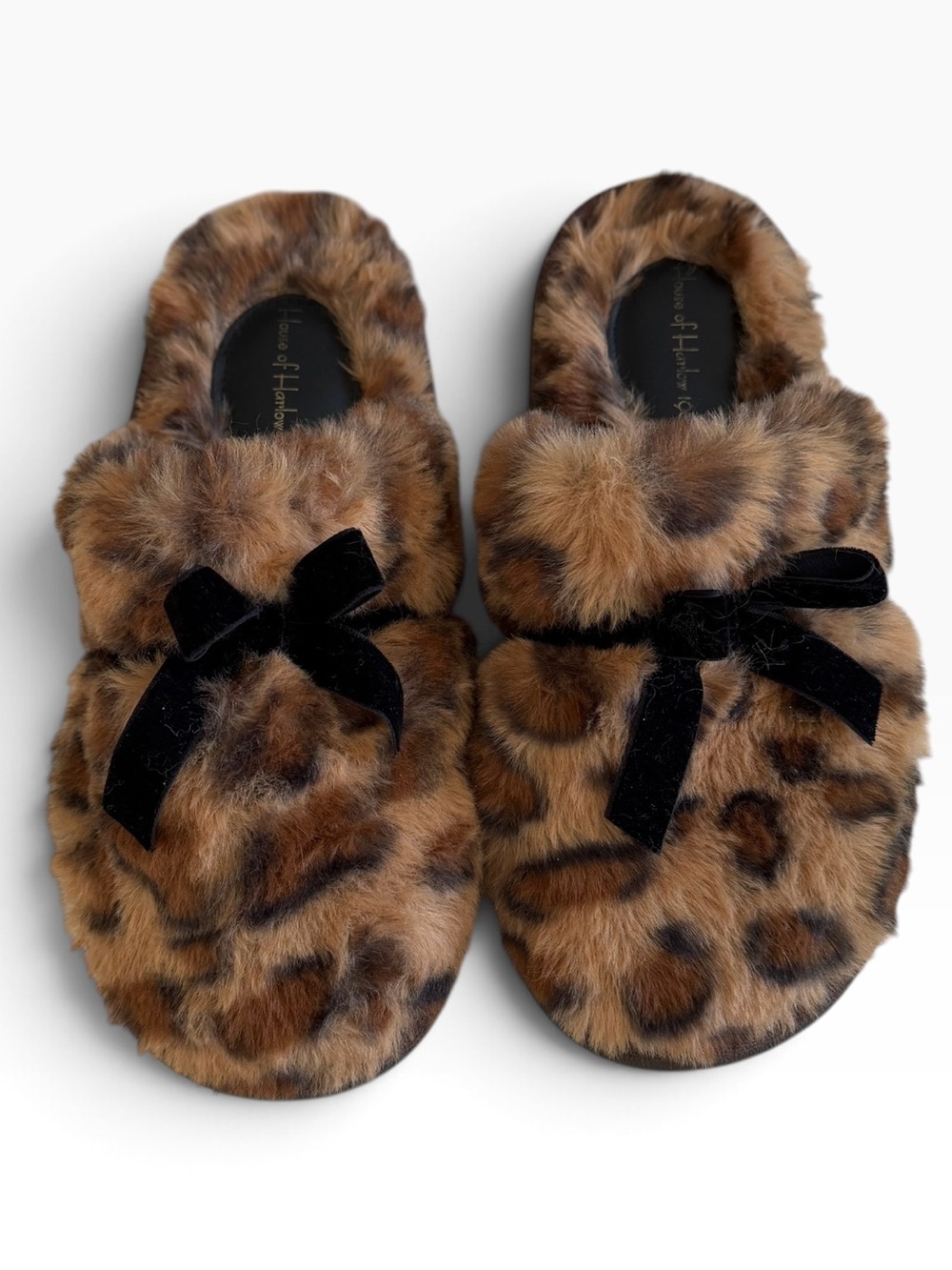 House of Harlow 1960 Faux Leopard Fur Slippers Size L (8-9)